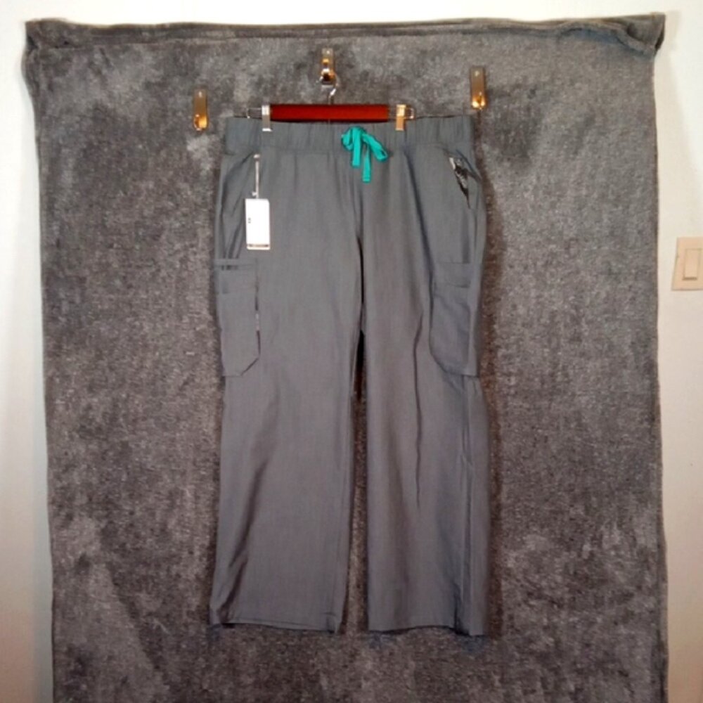 Figs Gray Cargo Pants Tema Performance Graphite Womens XL Wide Leg